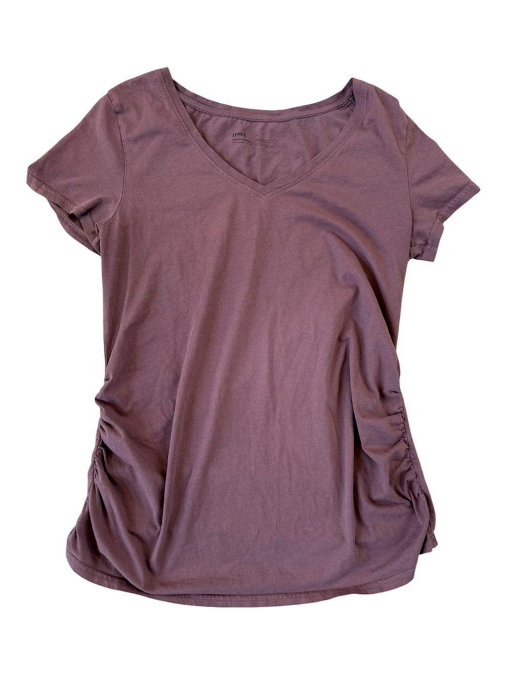 Pact Maternity Organic Cotton V-Neck Short Sleeve Top - Mauve Small